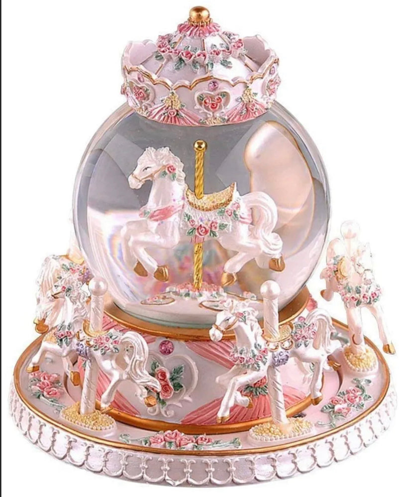 
            
                Load image into Gallery viewer, Carousel Music Box with Crystal Globe
            
        
